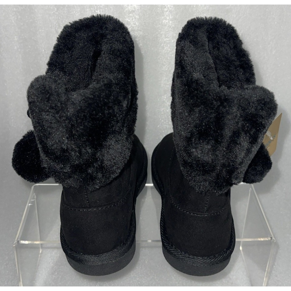 Thereabouts Willa Flat Heel Black Winter Boots Faux Fur Girls Size 12 NEW - Picture 10 of 16